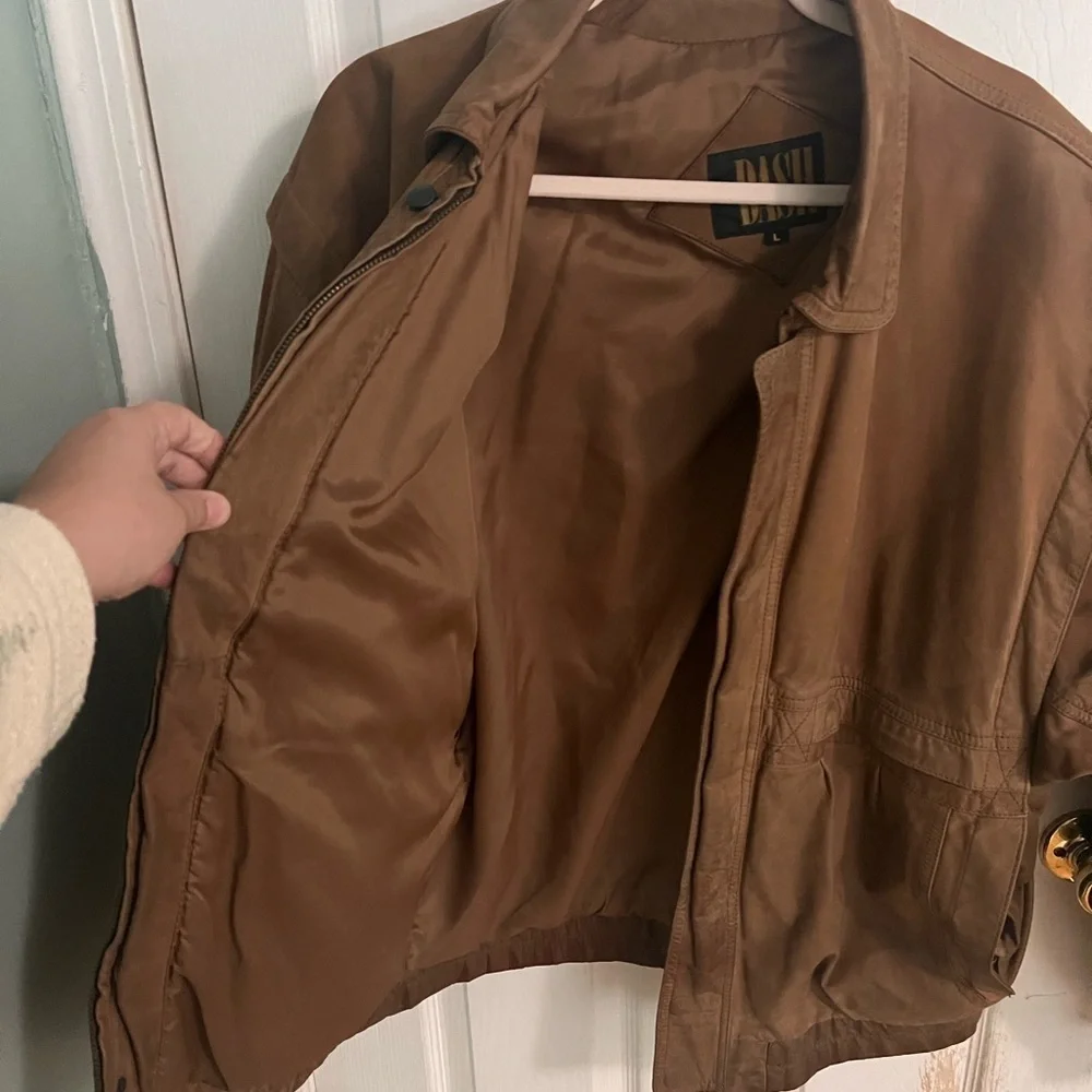 Vintage western Brown Tan Genuine Leather Jacket Size Large